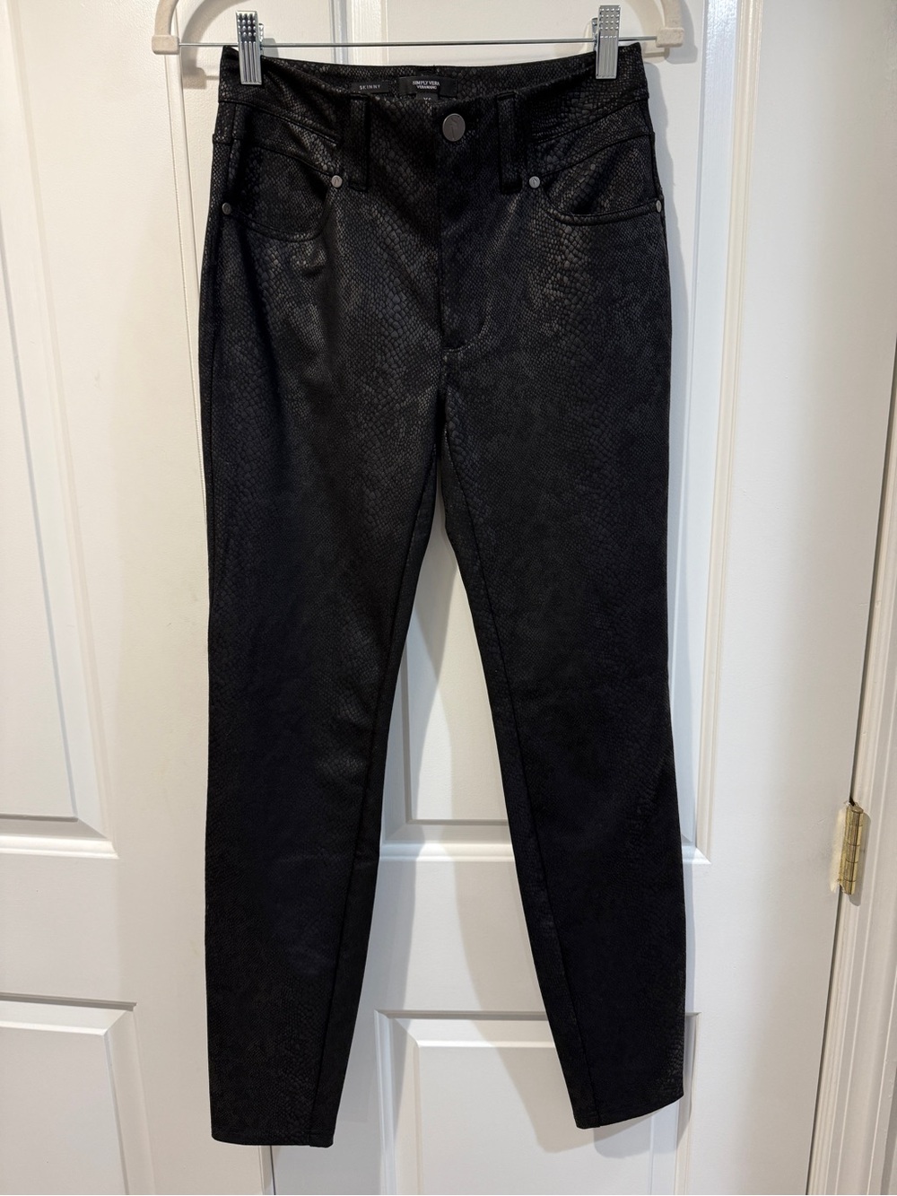 Simply Vera Vera Wang Black Snake-Texture Skinny Pants